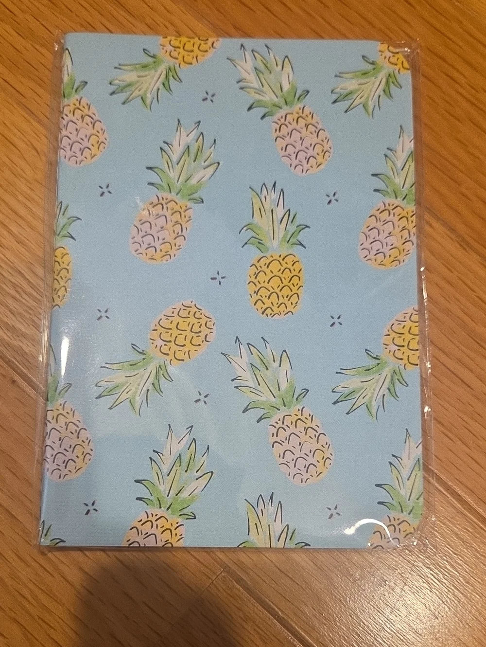 Pineapple Print Notebook - Light Blue Cover